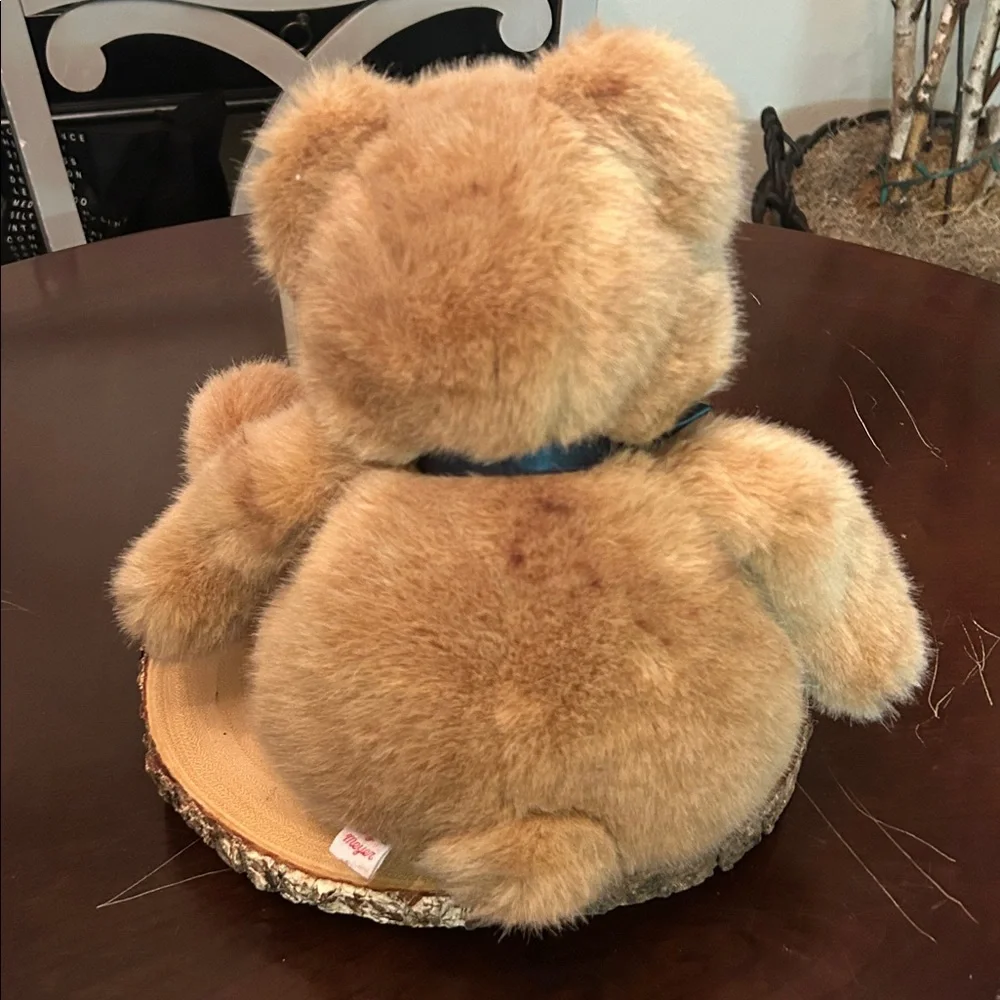 Mary Myers Plush Brown Teddy Bear with Green Bow Stuffed‎ Animal 16in